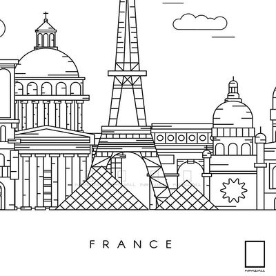 تابلو نقاشی خطی شهر پاریس مدل N-31210