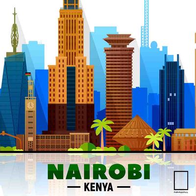 تابلو نقاشی خطی شهر نایروبی کنیا مدل N-31222