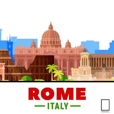 تابلو نقاشی خطی شهر روم ایتالیا مدل N-31224