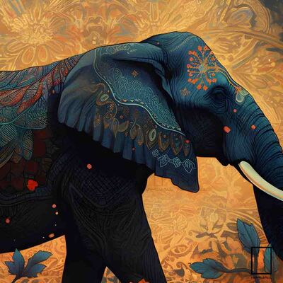 تابلو نقاشی فیل طراحی شده با هوش مصنوعی مدل N-15024