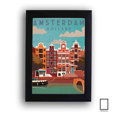 پوستر وینتیج طرح شهر آمستردام مدل N-31002